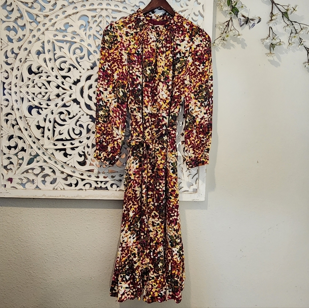 HOBBS LONDON CAMELLIA FLORAL MIDI DRESS HIGH NECK SIZE 8 - Picture 14 of 16